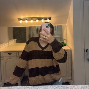 Brandy Melville Brown Striped Sweater
